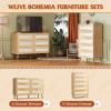 imageWLIVE 6 Drawer Dresser for Bedroom 4724 Wide Wood White Dresser Storage Organizer with Sturdy Metal Handle TV Stand for 55 inch TV Chest of Drawers for Living Room Hallway ClosetLight Oak