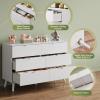 imageWLIVE 6 Drawer Dresser for Bedroom 4724 Wide Wood White Dresser Storage Organizer with Sturdy Metal Handle TV Stand for 55 inch TV Chest of Drawers for Living Room Hallway ClosetWhite