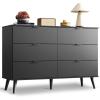 imageWLIVE 6 Drawer Dresser for Bedroom 4724 Wide Wood White Dresser Storage Organizer with Sturdy Metal Handle TV Stand for 55 inch TV Chest of Drawers for Living Room Hallway ClosetBlack