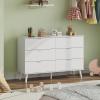 imageWLIVE 6 Drawer Dresser for Bedroom 4724 Wide Wood White Dresser Storage Organizer with Sturdy Metal Handle TV Stand for 55 inch TV Chest of Drawers for Living Room Hallway ClosetWhite