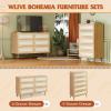 imageWLIVE 6 Drawer Dresser for Bedroom 4724 Wide Wood White Dresser Storage Organizer with Sturdy Metal Handle TV Stand for 55 inch TV Chest of Drawers for Living Room Hallway ClosetLight Oak