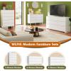 imageWLIVE 6 Drawer Dresser for Bedroom 4724 Wide Wood White Dresser Storage Organizer with Sturdy Metal Handle TV Stand for 55 inch TV Chest of Drawers for Living Room Hallway ClosetWhite