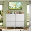 imageWLIVE 6 Drawer Dresser for Bedroom 4724 Wide Wood White Dresser Storage Organizer with Sturdy Metal Handle TV Stand for 55 inch TV Chest of Drawers for Living Room Hallway ClosetWhite