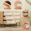 imageWLIVE 6 Drawer Dresser for Bedroom 4724 Wide Wood White Dresser Storage Organizer with Sturdy Metal Handle TV Stand for 55 inch TV Chest of Drawers for Living Room Hallway ClosetLight Oak