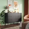 imageWLIVE 6 Drawer Dresser for Bedroom 4724 Wide Wood White Dresser Storage Organizer with Sturdy Metal Handle TV Stand for 55 inch TV Chest of Drawers for Living Room Hallway ClosetBlack