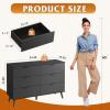 imageWLIVE 6 Drawer Dresser for Bedroom 4724 Wide Wood White Dresser Storage Organizer with Sturdy Metal Handle TV Stand for 55 inch TV Chest of Drawers for Living Room Hallway ClosetBlack