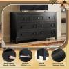 imageWLIVE Farmhouse 6 Drawer Dresser for Bedroom 5307 Wide Wood Dresser Storage Organizer with Double Rustic Handle TV Stand for 60 inch TV Chest of Drawers for Living Room Hallway BrownBlack