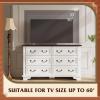 imageWLIVE Farmhouse 6 Drawer Dresser for Bedroom 5307 Wide Wood Dresser Storage Organizer with Double Rustic Handle TV Stand for 60 inch TV Chest of Drawers for Living Room Hallway BrownWhite