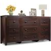 imageWLIVE Farmhouse 6 Drawer Dresser for Bedroom 5307 Wide Wood Dresser Storage Organizer with Double Rustic Handle TV Stand for 60 inch TV Chest of Drawers for Living Room Hallway BrownBrown