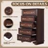 imageWLIVE Farmhouse 6 Drawer Dresser for Bedroom 5307 Wide Wood Dresser Storage Organizer with Double Rustic Handle TV Stand for 60 inch TV Chest of Drawers for Living Room Hallway BrownBrown