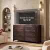 imageWLIVE Farmhouse 6 Drawer Dresser for Bedroom 5307 Wide Wood Dresser Storage Organizer with Double Rustic Handle TV Stand for 60 inch TV Chest of Drawers for Living Room Hallway BrownBrown