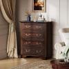 imageWLIVE Farmhouse 6 Drawer Dresser for Bedroom 5307 Wide Wood Dresser Storage Organizer with Double Rustic Handle TV Stand for 60 inch TV Chest of Drawers for Living Room Hallway BrownBrown