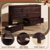 imageWLIVE Farmhouse 6 Drawer Dresser for Bedroom 5307 Wide Wood Dresser Storage Organizer with Double Rustic Handle TV Stand for 60 inch TV Chest of Drawers for Living Room Hallway BrownBrown
