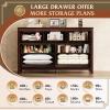 imageWLIVE Farmhouse 6 Drawer Dresser for Bedroom 5307 Wide Wood Dresser Storage Organizer with Double Rustic Handle TV Stand for 60 inch TV Chest of Drawers for Living Room Hallway BrownBrown