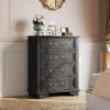imageWLIVE Farmhouse 6 Drawer Dresser for Bedroom 5307 Wide Wood Dresser Storage Organizer with Double Rustic Handle TV Stand for 60 inch TV Chest of Drawers for Living Room Hallway BrownBlack
