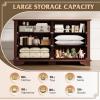 imageWLIVE Farmhouse 6 Drawer Dresser for Bedroom 5307 Wide Wood Dresser Storage Organizer with Double Rustic Handle TV Stand for 60 inch TV Chest of Drawers for Living Room Hallway BrownBrown