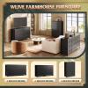 imageWLIVE Farmhouse 6 Drawer Dresser for Bedroom 5307 Wide Wood Dresser Storage Organizer with Double Rustic Handle TV Stand for 60 inch TV Chest of Drawers for Living Room Hallway BrownBlack