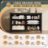 imageWLIVE Farmhouse 6 Drawer Dresser for Bedroom 5307 Wide Wood Dresser Storage Organizer with Double Rustic Handle TV Stand for 60 inch TV Chest of Drawers for Living Room Hallway BrownBlack