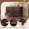 imageWLIVE Farmhouse 6 Drawer Dresser for Bedroom 5307 Wide Wood Dresser Storage Organizer with Double Rustic Handle TV Stand for 60 inch TV Chest of Drawers for Living Room Hallway BrownBrown