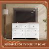 imageWLIVE Farmhouse 6 Drawer Dresser for Bedroom 5307 Wide Wood Dresser Storage Organizer with Double Rustic Handle TV Stand for 60 inch TV Chest of Drawers for Living Room Hallway BrownWhite