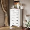 imageWLIVE Farmhouse 6 Drawer Dresser for Bedroom 5307 Wide Wood Dresser Storage Organizer with Double Rustic Handle TV Stand for 60 inch TV Chest of Drawers for Living Room Hallway BrownWhite