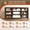 imageWLIVE Farmhouse 6 Drawer Dresser for Bedroom 5307 Wide Wood Dresser Storage Organizer with Double Rustic Handle TV Stand for 60 inch TV Chest of Drawers for Living Room Hallway BrownBrown