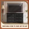 imageWLIVE Farmhouse 6 Drawer Dresser for Bedroom 5307 Wide Wood Dresser Storage Organizer with Double Rustic Handle TV Stand for 60 inch TV Chest of Drawers for Living Room Hallway BrownBlack