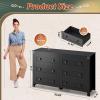 imageWLIVE Farmhouse 6 Drawer Dresser for Bedroom 5307 Wide Wood Dresser Storage Organizer with Double Rustic Handle TV Stand for 60 inch TV Chest of Drawers for Living Room Hallway BrownBlack