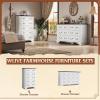 imageWLIVE Farmhouse 6 Drawer Dresser for Bedroom 5307 Wide Wood Dresser Storage Organizer with Double Rustic Handle TV Stand for 60 inch TV Chest of Drawers for Living Room Hallway BrownWhite
