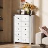 imageWLIVE Farmhouse 6 Drawer Dresser for Bedroom 5307 Wide Wood Dresser Storage Organizer with Double Rustic Handle TV Stand for 60 inch TV Chest of Drawers for Living Room Hallway BrownWhite