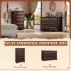 imageWLIVE Farmhouse 6 Drawer Dresser for Bedroom 5307 Wide Wood Dresser Storage Organizer with Double Rustic Handle TV Stand for 60 inch TV Chest of Drawers for Living Room Hallway BrownBrown