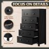 imageWLIVE Farmhouse 6 Drawer Dresser for Bedroom 5307 Wide Wood Dresser Storage Organizer with Double Rustic Handle TV Stand for 60 inch TV Chest of Drawers for Living Room Hallway BrownBlack