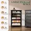 imageWLIVE Farmhouse 6 Drawer Dresser for Bedroom 5307 Wide Wood Dresser Storage Organizer with Double Rustic Handle TV Stand for 60 inch TV Chest of Drawers for Living Room Hallway BrownBlack