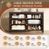 imageWLIVE Farmhouse 6 Drawer Dresser for Bedroom 5307 Wide Wood Dresser Storage Organizer with Double Rustic Handle TV Stand for 60 inch TV Chest of Drawers for Living Room Hallway BrownBrown