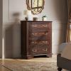 imageWLIVE Farmhouse 6 Drawer Dresser for Bedroom 5307 Wide Wood Dresser Storage Organizer with Double Rustic Handle TV Stand for 60 inch TV Chest of Drawers for Living Room Hallway BrownBrown