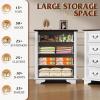 imageWLIVE Farmhouse 6 Drawer Dresser for Bedroom 5307 Wide Wood Dresser Storage Organizer with Double Rustic Handle TV Stand for 60 inch TV Chest of Drawers for Living Room Hallway BrownWhite