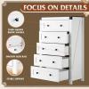 imageWLIVE Farmhouse 6 Drawer Dresser for Bedroom 5307 Wide Wood Dresser Storage Organizer with Double Rustic Handle TV Stand for 60 inch TV Chest of Drawers for Living Room Hallway BrownWhite