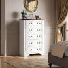 imageWLIVE Farmhouse 6 Drawer Dresser for Bedroom 5307 Wide Wood Dresser Storage Organizer with Double Rustic Handle TV Stand for 60 inch TV Chest of Drawers for Living Room Hallway BrownWhite