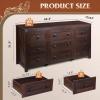 imageWLIVE Farmhouse 6 Drawer Dresser for Bedroom 5307 Wide Wood Dresser Storage Organizer with Double Rustic Handle TV Stand for 60 inch TV Chest of Drawers for Living Room Hallway BrownBrown