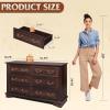 imageWLIVE Farmhouse 6 Drawer Dresser for Bedroom 5307 Wide Wood Dresser Storage Organizer with Double Rustic Handle TV Stand for 60 inch TV Chest of Drawers for Living Room Hallway BrownBrown