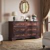 imageWLIVE Farmhouse 6 Drawer Dresser for Bedroom 5307 Wide Wood Dresser Storage Organizer with Double Rustic Handle TV Stand for 60 inch TV Chest of Drawers for Living Room Hallway BrownBrown