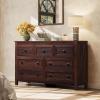 imageWLIVE Farmhouse 6 Drawer Dresser for Bedroom 5307 Wide Wood Dresser Storage Organizer with Double Rustic Handle TV Stand for 60 inch TV Chest of Drawers for Living Room Hallway BrownBrown
