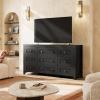 imageWLIVE Farmhouse 6 Drawer Dresser for Bedroom 5307 Wide Wood Dresser Storage Organizer with Double Rustic Handle TV Stand for 60 inch TV Chest of Drawers for Living Room Hallway BrownBlack