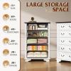 imageWLIVE Farmhouse 6 Drawer Dresser for Bedroom 5307 Wide Wood Dresser Storage Organizer with Double Rustic Handle TV Stand for 60 inch TV Chest of Drawers for Living Room Hallway BrownWhite