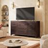 imageWLIVE Farmhouse 6 Drawer Dresser for Bedroom 5307 Wide Wood Dresser Storage Organizer with Double Rustic Handle TV Stand for 60 inch TV Chest of Drawers for Living Room Hallway BrownBrown