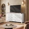imageWLIVE Farmhouse 6 Drawer Dresser for Bedroom 5307 Wide Wood Dresser Storage Organizer with Double Rustic Handle TV Stand for 60 inch TV Chest of Drawers for Living Room Hallway BrownWhite