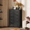 imageWLIVE Farmhouse 6 Drawer Dresser for Bedroom 5307 Wide Wood Dresser Storage Organizer with Double Rustic Handle TV Stand for 60 inch TV Chest of Drawers for Living Room Hallway BrownBlack