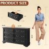 imageWLIVE Farmhouse 6 Drawer Dresser for Bedroom 5307 Wide Wood Dresser Storage Organizer with Double Rustic Handle TV Stand for 60 inch TV Chest of Drawers for Living Room Hallway BrownBlack