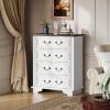 imageWLIVE Farmhouse 6 Drawer Dresser for Bedroom 5307 Wide Wood Dresser Storage Organizer with Double Rustic Handle TV Stand for 60 inch TV Chest of Drawers for Living Room Hallway BrownWhite