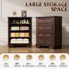 imageWLIVE Farmhouse 6 Drawer Dresser for Bedroom 5307 Wide Wood Dresser Storage Organizer with Double Rustic Handle TV Stand for 60 inch TV Chest of Drawers for Living Room Hallway BrownBrown